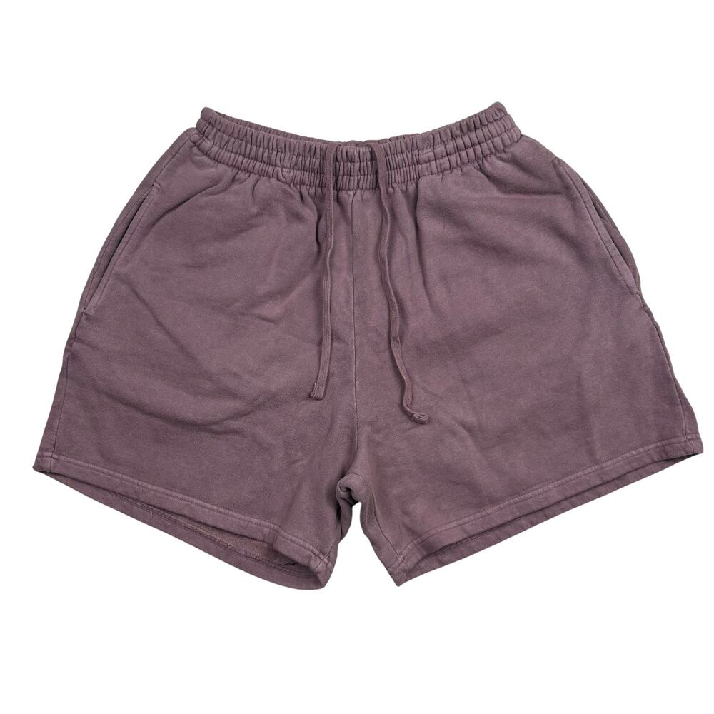 MNML Sweatshorts Mens Small Mauve Purple Washed Fleece Drawstring Shorts NWT